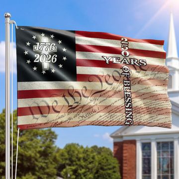 Discover Christian Cross US Flag, 250 Years of Blessing We The People Grommet Flag