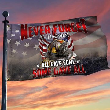 Discover 911 Flag Never Forget, 343 Firefighter, Memorial Patriot Day American Flag