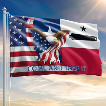 Discover Come And Take It Flag, Eagle Cannon Texas Independence Grommet Flag