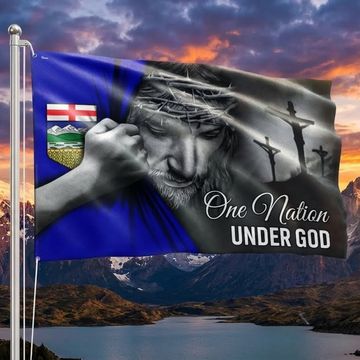 Discover Jesus Flag, One Nation Under God Canadian Province Alberta Grommet Flag