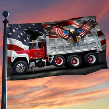 Discover American Truck. Patriot Trucker Amerian Eagle Grommet Flag THN3712GFctv2