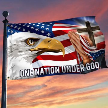 Discover Patriot Eagle Jesus Bless One Nation Under God Grommet Flag