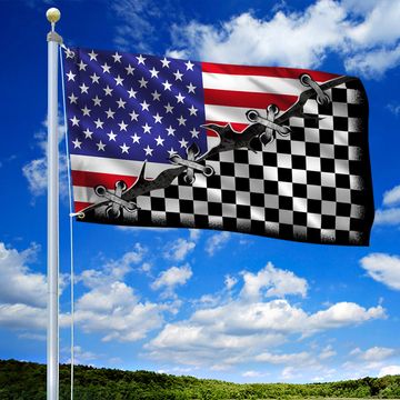 Discover Dirt Track Racing American Grommet Flag