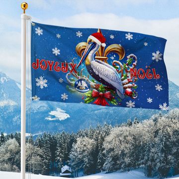 Discover Joyeux Noel Pelican Louisiana Christmas Grommet Flag