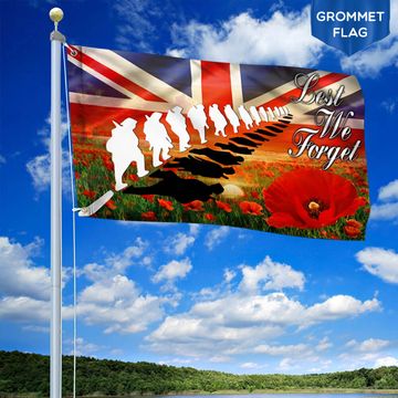 Discover Remembrance Day Grommet Flag Poppy. Lest We Forget UK Flag THB3309GFv2