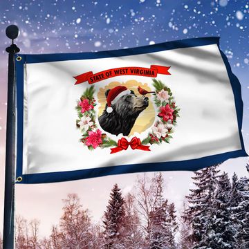 Discover West Virginia Christmas Black Bear Grommet Flag