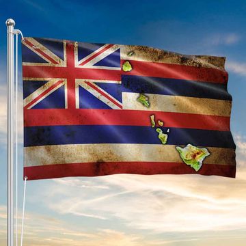 Discover Vintage Hawaii State Grommet Flag with Islands Map for Outdoor Indoor Display