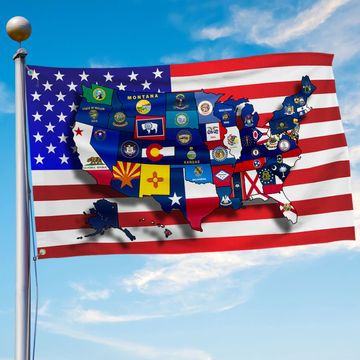 Discover American Map With States Flag