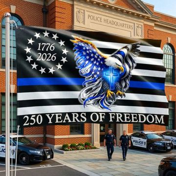 Discover The Thin Blue Line Police Law Enforcement American Grommet Flag for 250 Years Decor