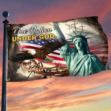 Discover Christian Cross Grommet Flag One Nation Under God