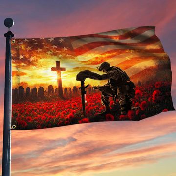 Discover Veterans Day Flag, Memorial Day Honors Fallen Veterans Military Patriotic Grommet Flag