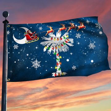Discover South Carolina Santa Christmas Palm Tree South Carolina Grommet Flag