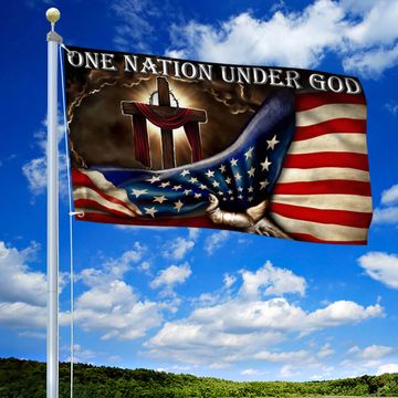 Discover One Nation Under God. Christian Cross American Flag