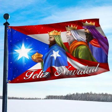Discover Three Kings Puerto Rico Feliz Navidad Flag