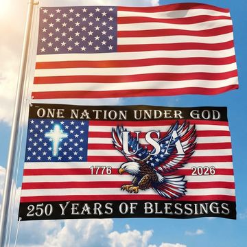 Discover Christian Cross Flag, 250 Years of Blessings Patriotic Eagle Grommet Flag