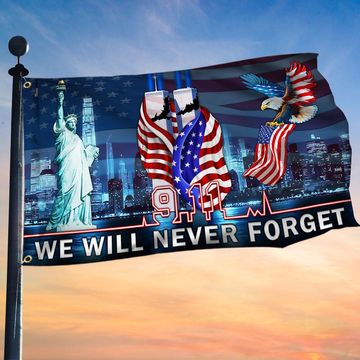 Discover 911 Patriot Day Flag 9/11 September 11 Never Forget Grommet Flag