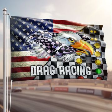 Discover American Patriot Drag Racing Flag with Eagle Checkered Grommet Flag