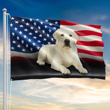 Discover White Labrador Retriever Dog American Flag 4th of july Grommet Flag