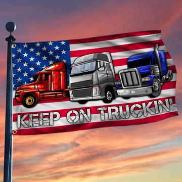 Discover Trucker Keep On Truckin' American Grommet Flag