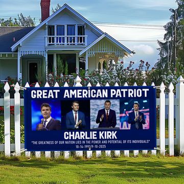 Discover Charlie Kirk Great American Patriot Tribute Memorial Fence Banner