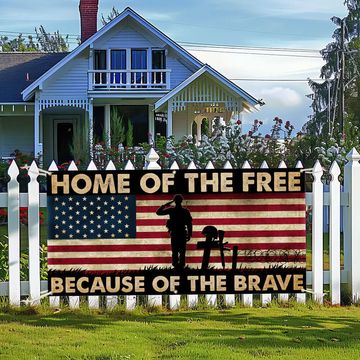 Discover Memorial Day Veterans Home Of The Free Because Of The Brave Fence Banner