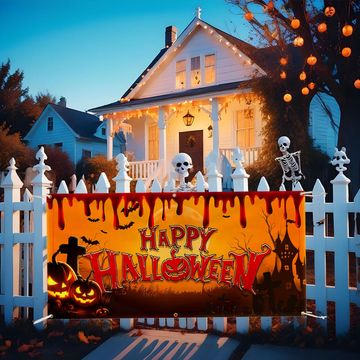 Discover Happy Halloween Spooky Fence Banner