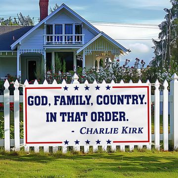 Discover God Family Country Charlie Kirk Fence Banner Republican USA Freedom Patriot