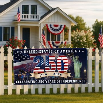 Discover 250th Anniversary Flag, 1776 2026 United States of America Fence Banner