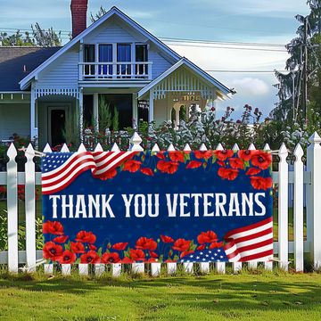 Discover Veterans Day Thank You Veterans Fence Banner