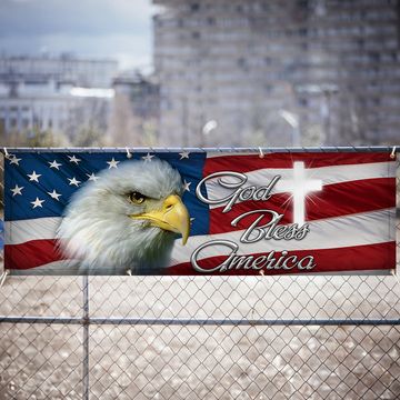 Discover Patriotic Eagle God Bless America Fence Banner