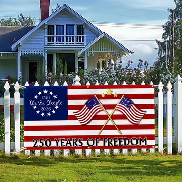 Discover 250 Years of Freedom Banner, We The People America Fence Banner