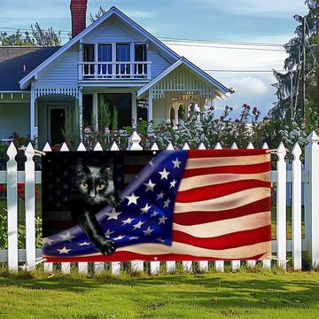 Discover Black Cat American Fence Banner