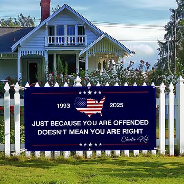 Discover Charlie Kirk Quote Fence Banner - Patriotic Memorial Sign with USA Flag