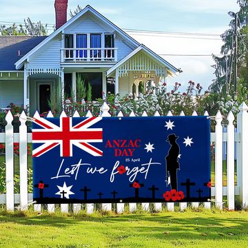 Discover Anzac Day Australia Lest We Forget Fence Banner