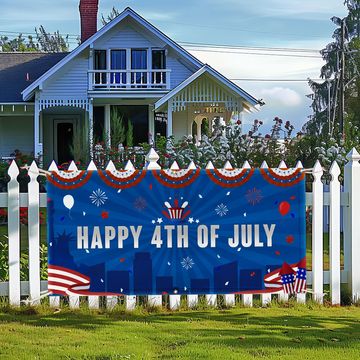 Discover Happy Fourth of july Banner – Patriotic Fence Decoration for Independence Day