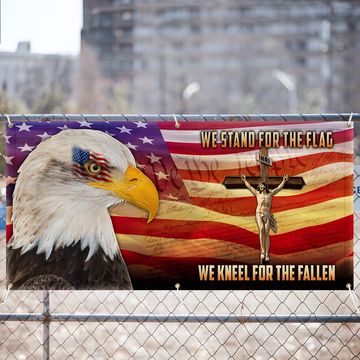 Discover Veterans Day Flag Patriotic Eagle Memorial We Stand For The Flag We Kneel For The Cross Fence Banner
