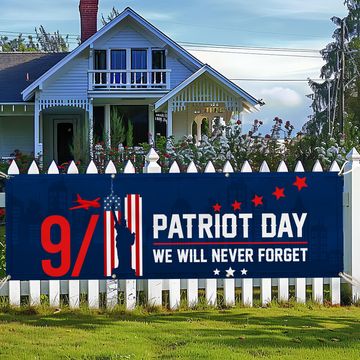 Discover 911 Patriot Day 9/11 September 11 Attacks Twin Towers Never Forget Fence Banner