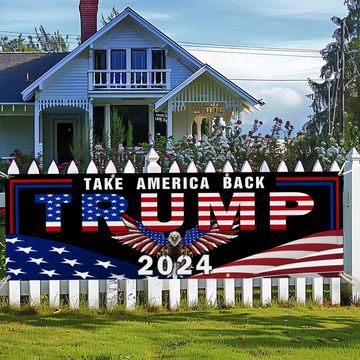 Discover Trump 2024 Take America Back American Patriotic Eagle Fence Banner