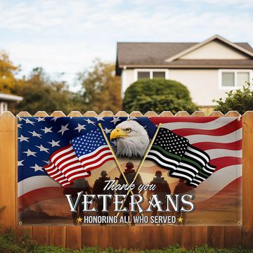 Discover Veterans Day Thank You Veterans, American Eagle Memorial Veteran Fence Banner