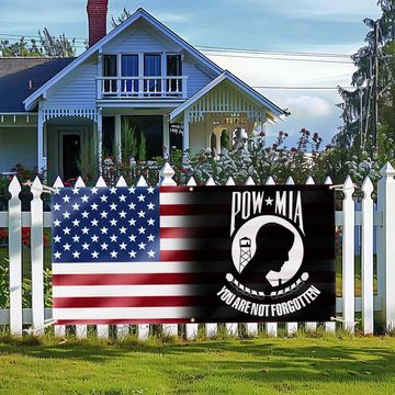 Discover POW MIA Memorial Fence Banner – Patriotic Military Sign for Outdoor Decoration