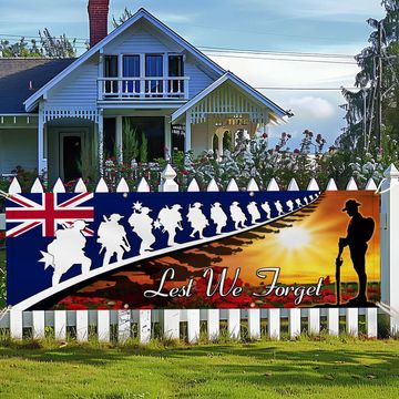 Discover Lest We Forget Red Poppy Soldiers Veteran Australia Memorial Fence Banner