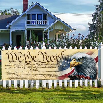 Discover We The People. Patriotic American Eagle Fence Banner