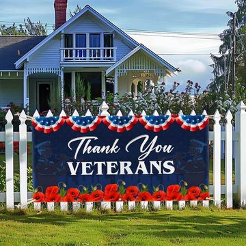 Discover Thank You Veterans Honoring All Who Served Fence Banner, Veterans Day Decor