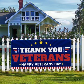 Discover Thank You Veterans Happy Veterans Day Fence Banner