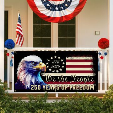 Discover America 250th Anniversary Fence Banner We The People Patriotic Flag