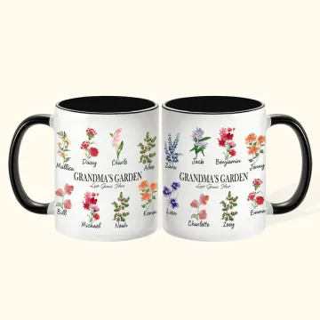 Discover Personalised Grandma's Garden 1-20 Birth Flowers 11oz Ceramic Coffee Mug Gift for Mother Grandma
