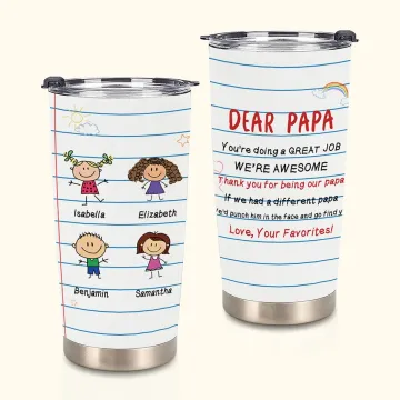 Discover Personalised Cute Kid Notebook We're Awesome Love Your Favorites 20oz Tumbler Family Anniversary Father's Day Gift for Papa Grandma Grandpa Mama Mimi Nana