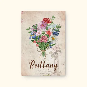Discover Personalised Family Watercolour Birth Flower Bouquet Canvas Painting Home Decoration Birthday Mother's Day Gift for Mom Grandma