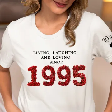 Discover Personalised Birth Year Roses Feathers Succulents Design T-shirt Sweatshirt With Name Birthday Gift for Friends and Families