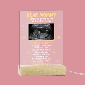 Discover Personalised Baby Ultrasound Photo LED Acrylic Plaque with 4 Adjustable Colour Baby Announcement First Mother's Day Gift for New Mom